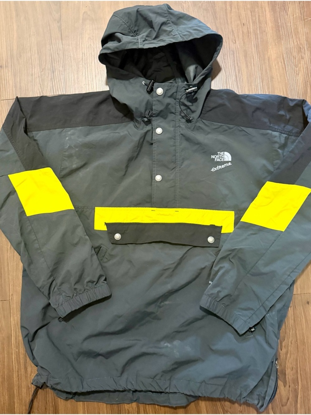 The North Face Extreme Men's Hooded Rain Anorak Jacket - Black & Yellow